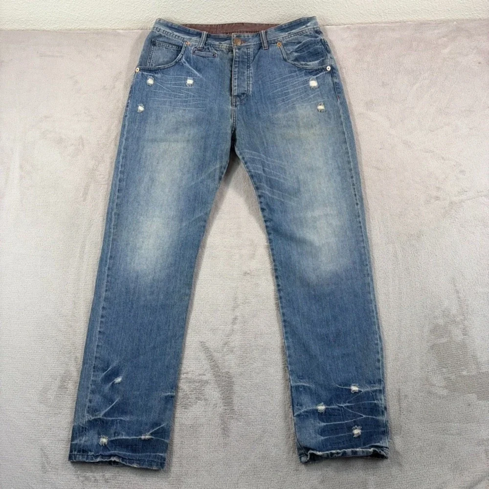 Vintage Armani Exchange Distressed Jeans in Blue Wash Denim Men‎ 34x32 (Tag 33)